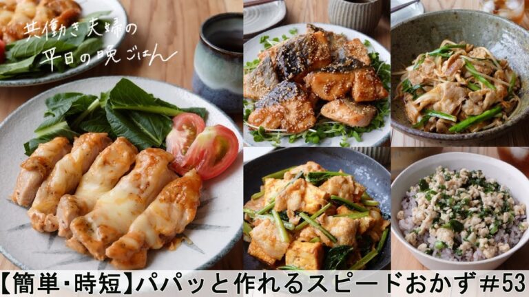 【平日５日間の晩ごはん＃53】パパッと作れるスピードおかず(厚揚げと豚バラ／鶏肉のチーズ焼き／豚キムチ炒め／鮭のごま甘酢／肉そぼろ／料理動画／管理栄養士#japanesefood)