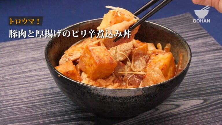 豚肉と厚揚げのピリ辛煮込み丼の作り方 【男飯】