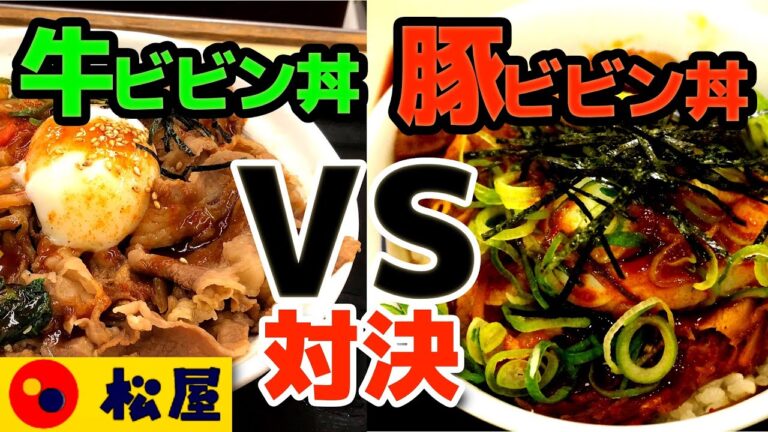 【松屋】牛ビビン丼 vs 豚ビビン丼 対決！ Origami Payで190円割引＜期間限定＞