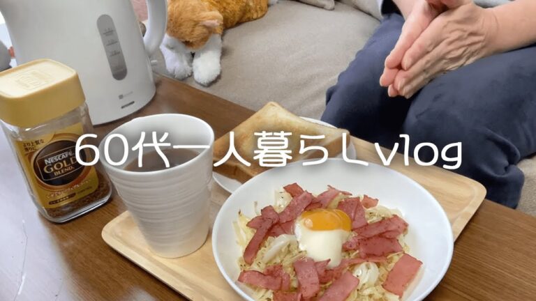 【64歳年金一人暮らし】昔ながらのおうちプリン/地震/日本食が食べたい/キャベツの巣ごもり卵/ひじき煮入りだし巻き卵/塩昆布入りたたききゅうり/ちくわの磯辺揚げ#63