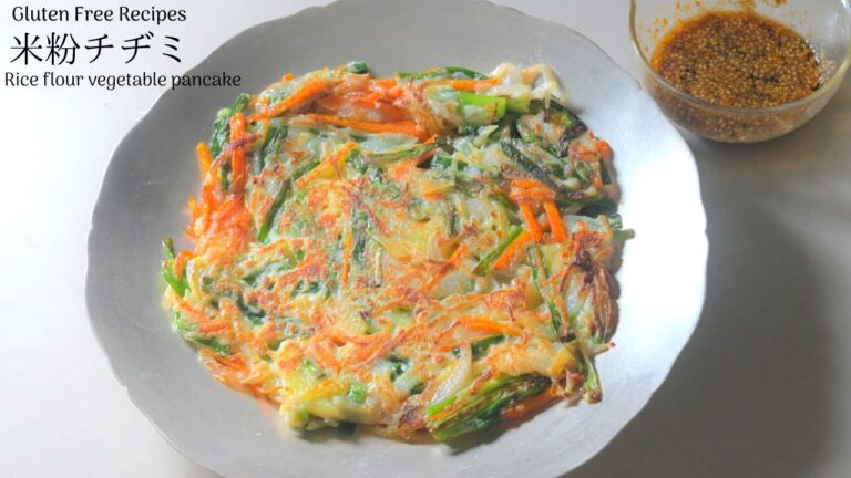 【米粉チヂミ】ほぼ野菜！野菜たっぷり、もちもち米粉チヂミレシピ。Rice flour vegetable pancake