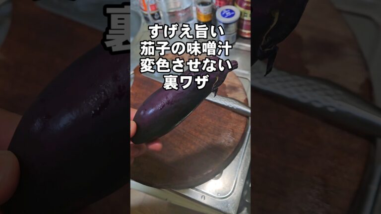 茄子の味噌汁すげぇうまい！皮を剥かずに栄養そのまま変色させにくくする裏ワザライフハック 時短レシピ