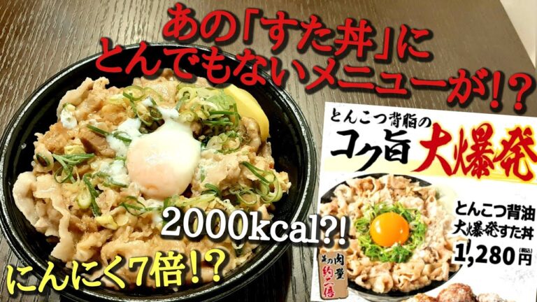 【伝説のすた丼屋】にんにく7倍⁉2000kcal⁉⁉とんこつ背油大爆発すた丼が物凄くすごかったｗｗｗ