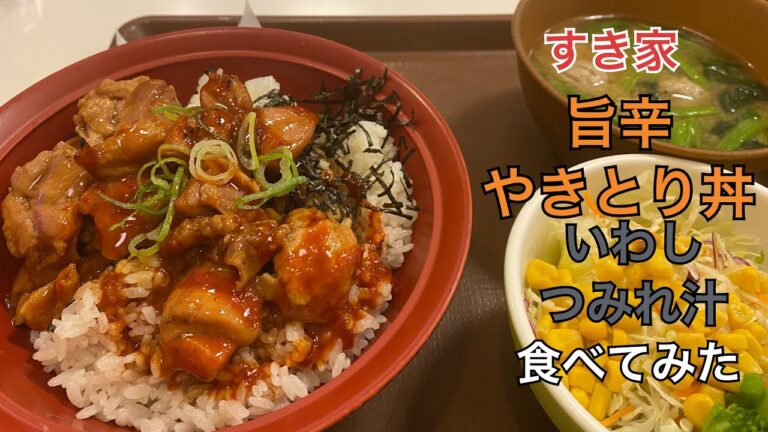 【すき家】旨辛やきとり丼・いわしつみれ汁食べてみた#すき家#炭火やきとり丼#旨辛やきとり丼