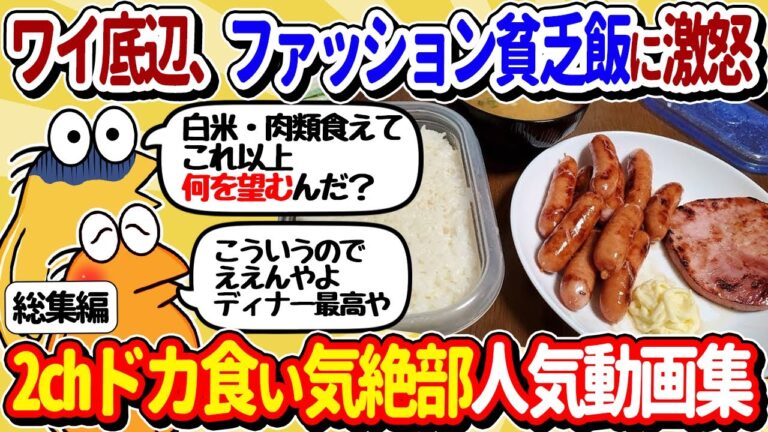 【2ch面白いスレ】底辺ワイ、ファッション貧乏飯に激怒ｗｗ 2chドカ食い気絶部人気動画まとめ【総集編】