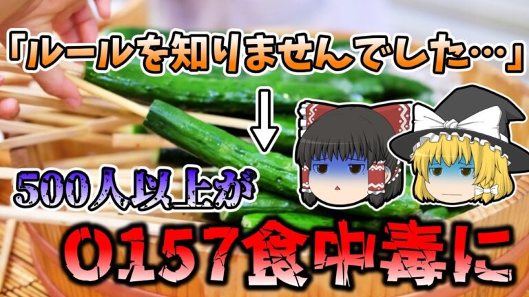 【ゆっくり解説】冷やしキュウリで500人以上がO157に感染 調査で明らかになったずさんな衛生管理の数々『安部川花火大会集団食中毒事件』【2014年】