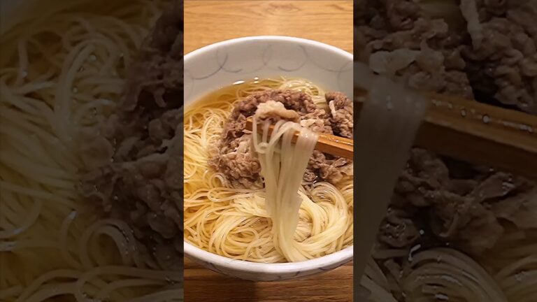 【神回】牛鍋専門店の旨すぎる肉そうめん！【心斎橋・船場虎島】#Shorts Beef Somen