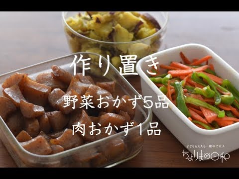 作り置き（野菜5品・肉1品）