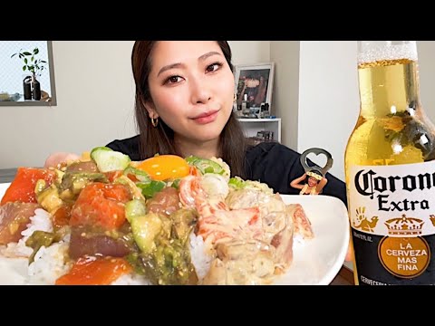 ハワイ気分🌺サーモンとマグロのスパイシーポキ丼【モッパン】