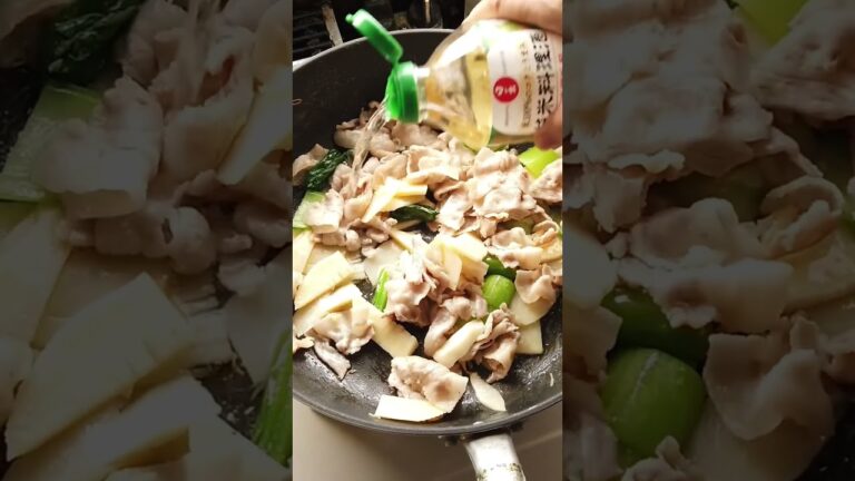 豚肉と筍と青梗菜のオイスターソース炒めの作り方／たけのこレシピ／ばあちゃんの料理教室 #shorts