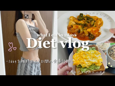 【Diet vlog】62kgから−16kgを維持する2日間の食事記録🍽️158cm46kg /エプソムソルト/what I eat in 2days✨Eng sub :)