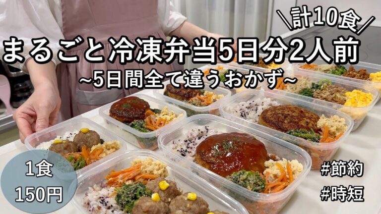 【まるごと冷凍弁当】5日分2人前計10食作り置きして平日をラクする|5日間全て違うおかず|豚ひき肉メイン|節約&時短【1食150円】