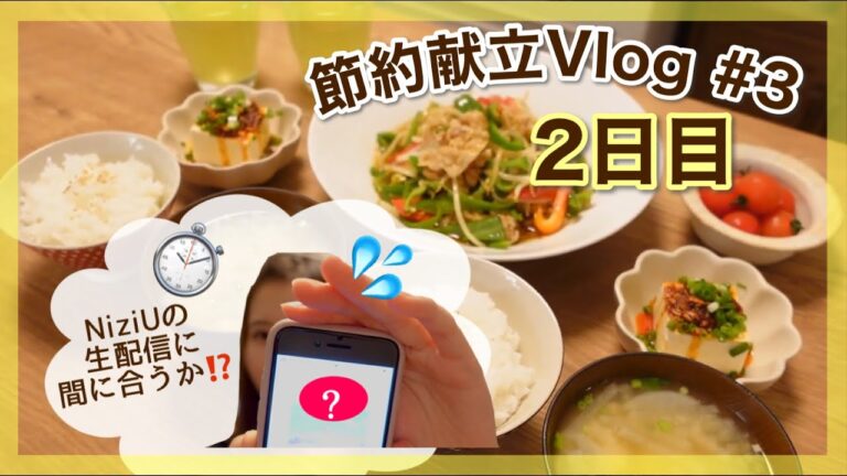 【節約献立Vlog#3】2日目🍳買い物リストあり｜豚肉とピーマンのチンジャオロース風炒め 他｜1500円以内で作る3日間の晩ごはん｜仕事終わり、どうしてもNiziUの生配信に間に合わせたい人