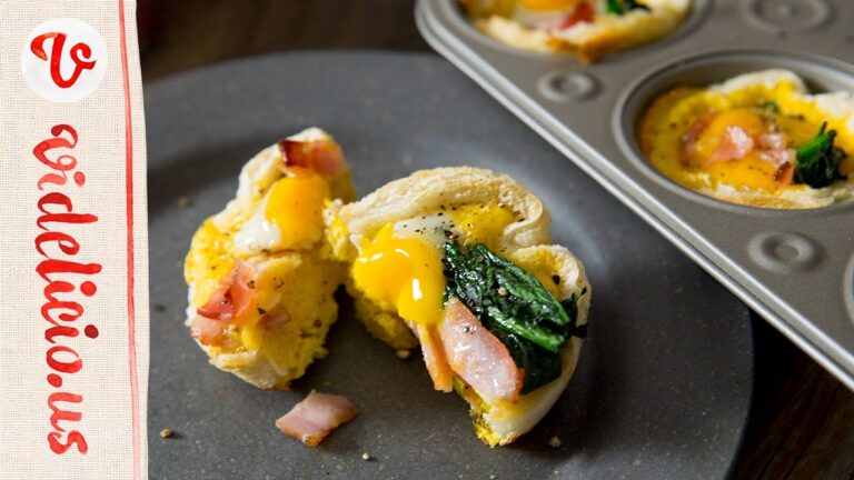 マフィンの型でつくる！ほうれん草とベーコンのパンキッシュ：Bacon Spinach Muffin TIn Quiche｜Muffin Tin Recipes