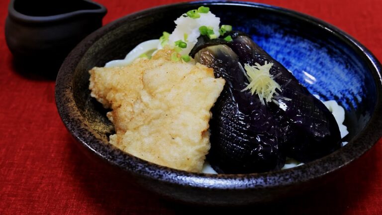 辛みと酸味がやみつき！揚げ茄子ぶっかけうどん！！