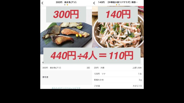 【節約主夫】今日の献立110円(アジ塩焼き、大根サラダ)経理マン