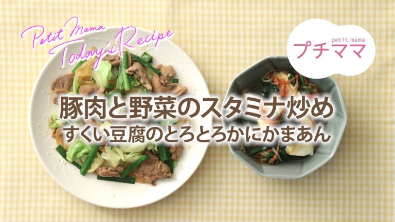 【プチママ♪ミールキット　2021/12/13】豚肉と野菜のスタミナ炒め・すくい豆腐のとろとろかにかまあん