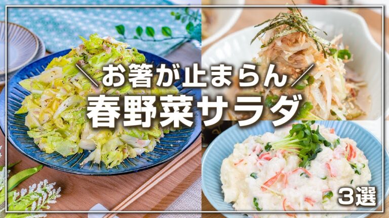 お箸が止まらーん🤣春野菜がモリモリいけちゃう✨おすすめサラダ3選　簡単レシピ/時短レシピ/やみつきレシピ/無限レシピ/サラダレシピ/野菜ソムリエ