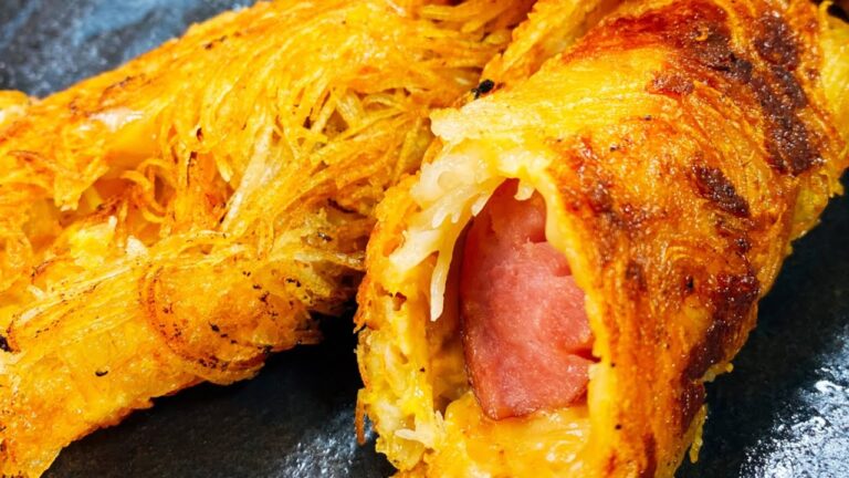 ただ焼きながら巻くだけで驚くほど超旨い！サックサク♪『クリスピーポテトチーズドッグ』Crispy♪ Cheese Potato hot dog