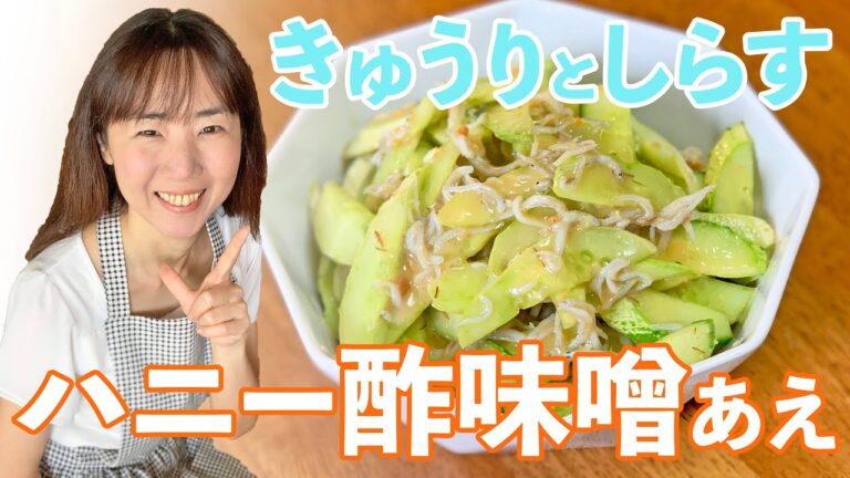 馬込半白きゅうりとしらすのハニー酢味噌あえ♪初心者さん向け料理レシピ動画＊ローカロリー食材でダイエット！【cooking】簡単便利な作り置き＜JAPAN＞