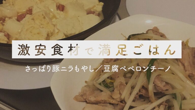 激安食材で満足ごはん「さっぱり豚ニラもやし／豆腐ペペロンチーノ」