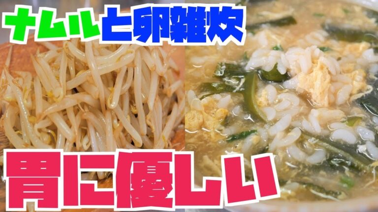 【飯テロ】胃に優しい料理！卵雑炊とナムルの組み合わせが美味い！【男飯】【つっちんぐ】