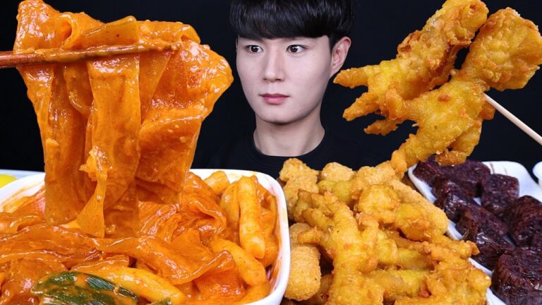 삼첩분식 로제 떡볶이 닭발 먹방ASMR MUKBANG ROSE SPICY TTEOKBOKKI & FRIED CHICKEN FEET ロゼ トッポッキ タッパル eating sounds