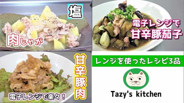 【電子レンジレシピまとめ11】塩肉じゃが・甘辛豚茄子・甘辛豚肉☆