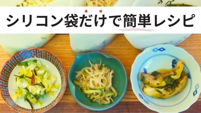 今更、シリコン保存袋にハマった。白菜の漬物、モヤシのナムル、茄子の香味ポン酢和えの作り置き３品。【＃４８　痩せる作り置き】