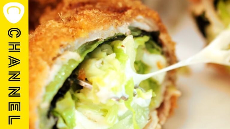 春キャベツのチーズ肉巻き揚げ Deep fried cheese meat of spring cabbage