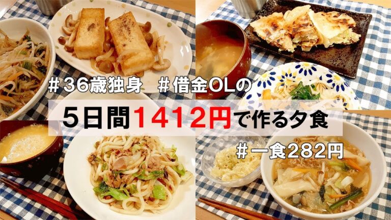 【借金女・36歳独身OL】食費1ヶ月1万円の一人暮らしごはん【1週間分紹介】包まない餃子🥟ワンタンスープ🐽…etc