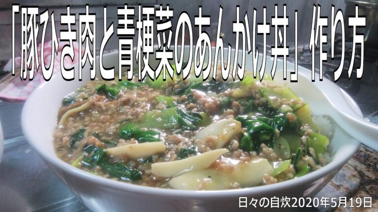 自炊レシピ　「豚ひき肉と青梗菜のあんかけ丼」作り方　【2020年5月19日の夕食　Japanese daily meals for living alone】