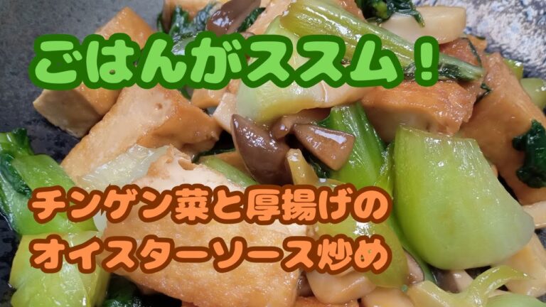 【厚揚げ！ごはんがススムおかず！】チンゲン菜と合わせたオイスターソース炒め！おつまみにもOKです。