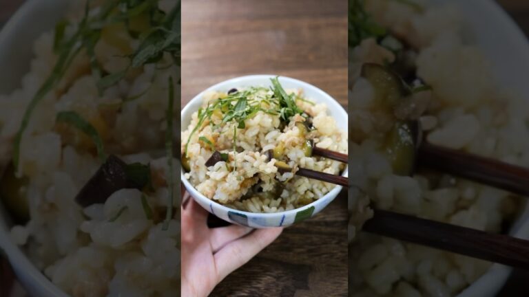 【炊いたご飯に混ぜるだけ】何杯でも食べられちゃう旨さ！「無限なす混ぜご飯」の作り方 #shorts  #recipe #cooking