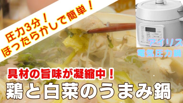 【アイリス電気圧力鍋】鶏と白菜のうまみ鍋編：入れて待つだけで煮込み料理！時短レシピ！簡単な作り方！