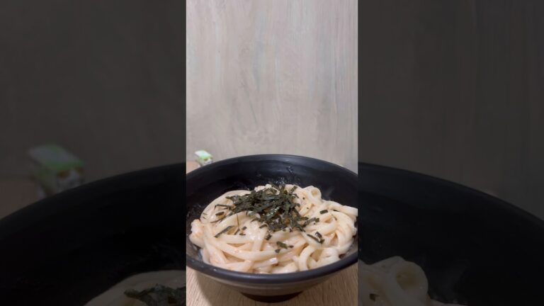 たらこバターうどん cod roe butter udon noodles #poor #貧乏 #貧乏飯 #udon