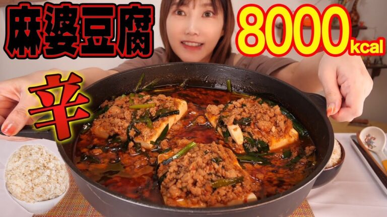 【大食い】豆板醤たっぷり！麻婆豆腐 仕上げにチーズをかけて炙る＋ご飯6合[8000kcal]12人前[料理]【木下ゆうか】