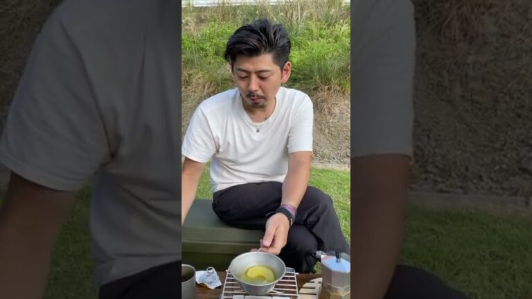 男のソロキャンプ　リンゴ缶詰料理