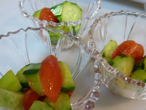 【レシピ】キュウリとミニトマトの中華風味サラダの作り方　How to make a salad of tomatoes and cucumbers