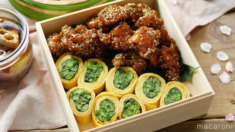 【飲んべえさんの お花見弁当 】春らんまん♪  菜の花のごま和え 卵焼き の レシピ 作り方