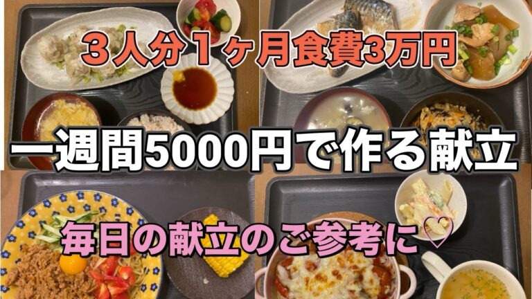 ３人分１ヶ月食費3万円　一週間5000円で作る献立