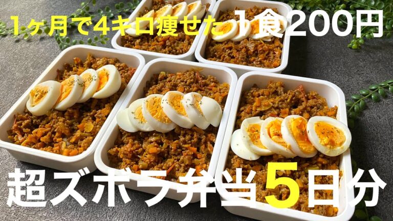 【痩せるダイエット弁当】【低糖質＆高タンパク】1ヶ月で4kg痩せた私がキーマカレー弁当を5日分作り置きして冷凍する超節約術