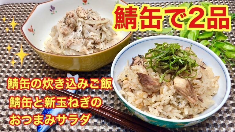 鯖缶の炊き込みご飯＆鯖缶と新玉ねぎのおつまみサラダ(鯖缶で2品)♩簡単で美味しい！コスパ最高！