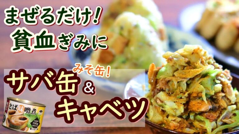 【鉄分たっぷり】材料３つ！火を使わない♪貧血予防に鯖みそ缶とキャベツレシピ／お弁当用アレンジ焼き／おにぎり