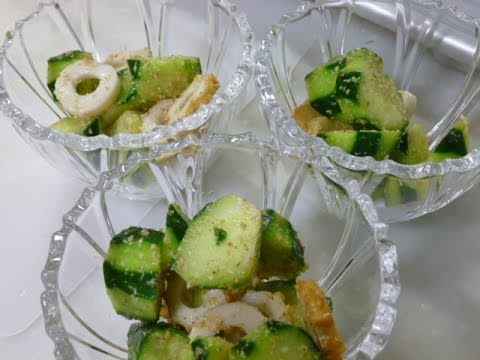 【レシピ】きゅうりとちくわとすりごまの中華風サラダの作り方　How to make a salad of cucumber and chikuwa